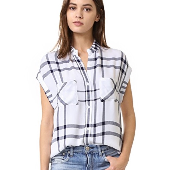 Rails Tops - Rails white plaid short sleeve top size m